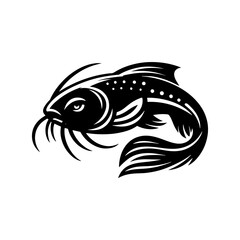 Enigmatic Catfish Silhouette: Mystery of the Deep Unveiled - minimalist catfish vector
