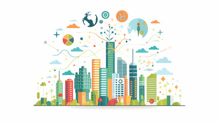 AI Sustainability Analytics: Eco Friendly Data Insights in 3D Flat Icon Cartoon Style