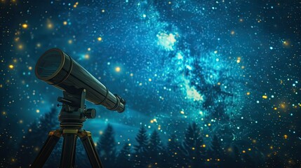 Astronomical observatory with telescope under starry sky 