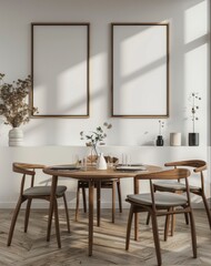 3D render Frame mockup, blank paper. Living room wall poster mockup. Interior mockup with house background. Modern Interior design.