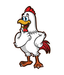 cartoon illustration design of a smiling rooster thinking