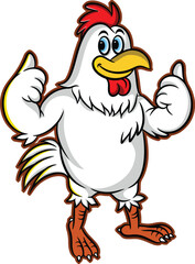 cartoon illustration design of rooster giving two thumbs up