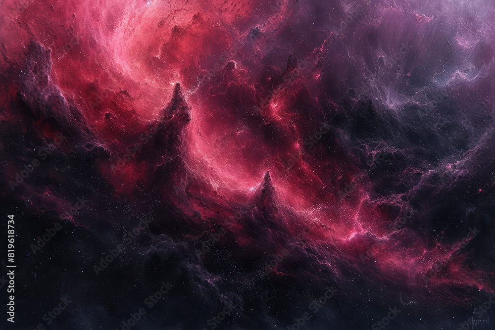 Poster Dark Nebula In Endless Void of Space extreme closeup. Generative AI
