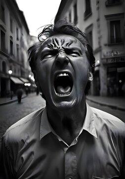 angry man screaming in london