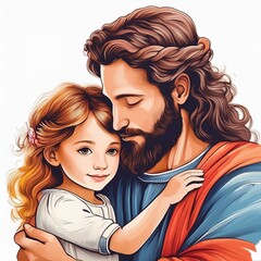 jesus holding a girl