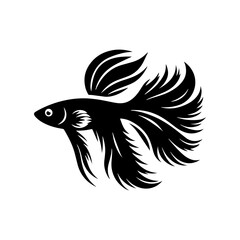 Whimsical Guppy Silhouette - Delightful Dance of Marine Life - guppy illustration
