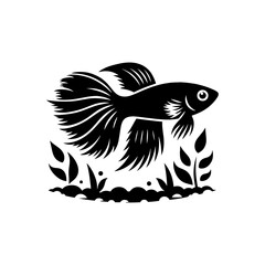Serene Guppy Silhouette - Peaceful Presence of Underwater Wonders - minimallest guppy vector
