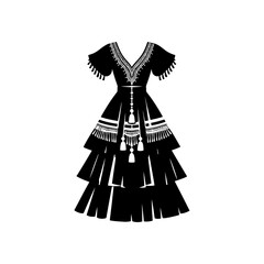 Obraz premium Boubou Silhouette: Elegant Vector Art Showcasing the Flowing Beauty and Cultural Significance of West African Traditional Attire- Minimalist Boubou Vector- Boubou Illustration.