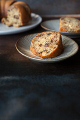 homemade chocolate banana bread bundt cake.