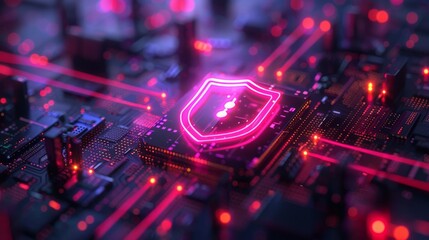 Protection network security and safe your data from ransomware concept.Cyber protection shield icon on server.Information Security and virus detection for (BEC)Business Email Compromise 