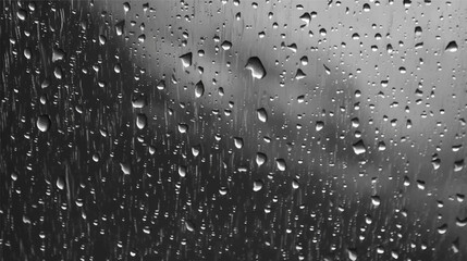 Black wet background raindrops for overlaying on transparent window, concept of rain weather seasonal, background of drops of water rain on glass transparent