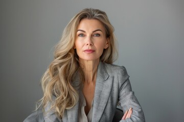 Fototapeta premium Middle Aged Woman. Confident Businesswoman Studio Portrait in Isolated Studio Shot