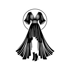 Minimalist Chiton Silhouette-Sophisticated Vector Art- Highlighting the Traditional Beauty and Cultural Heritage of Mauritian Formal Attire-Vector of Chiton- Illustration of Chiton.