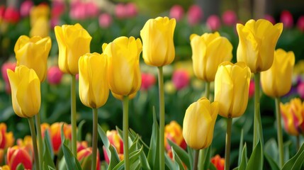 Fototapeta premium Tulip Bulbs. Agriculture Spring Bloom with Bright and Colourful Blossoms