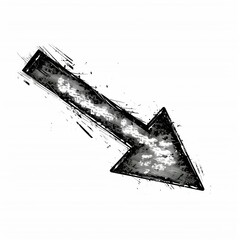 Monochrome drawing of an arrow down to the right