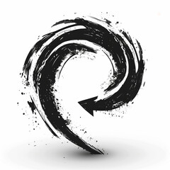 Circular arrow in black and white