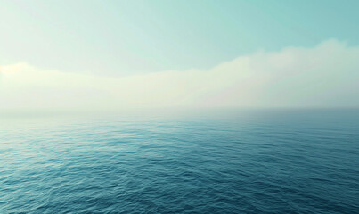 Obraz premium The foggy ocean horizon smoothly transitions into the endless sky, evoking the peace and freedom of seaside relaxation from the fast pace of the modern world.