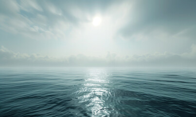 Obraz premium The foggy ocean horizon smoothly transitions into the endless sky, evoking the peace and freedom of seaside relaxation from the fast pace of the modern world.