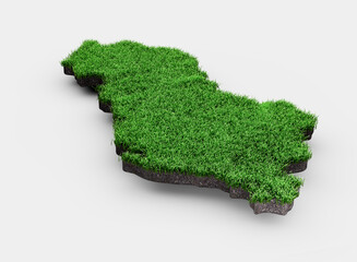 Albania Map Soil Land Geology Cross Section With Green Grass And Rock Ground Texture 3d Illustration