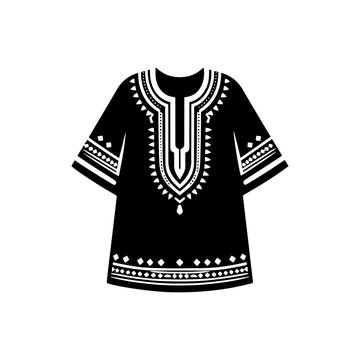 Vibrant Dashiki Silhouette: Striking Vector Art Celebrating the Bold Colors and Cultural Significance of West African Traditional Attire-Minimalist Dashiki Vector- Dashiki Illustration.