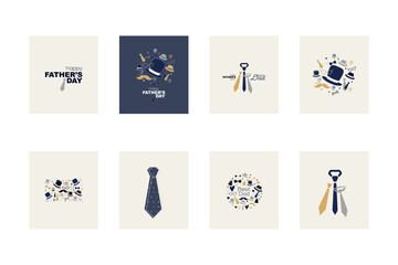 Father's Day card set. Modern design.	