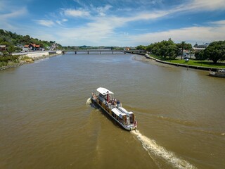 River ferry on  the Whanganui River, Whanganui, Manawatū-Whanganui, New Zealand.