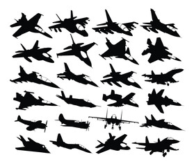 The big set silhouettes of military fighters.
