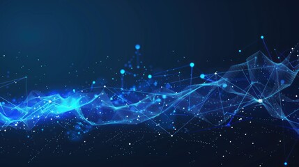 wave technology digital network abstract background, blue light digital effect concept