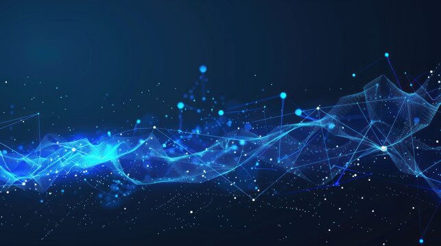wave technology digital network abstract background, blue light digital effect concept