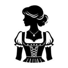Charming Dirndl Silhouette: Delightful Vector Art- Elegance and Cultural Heritage of Bavarian Traditional Dress- Dirndl Illustration- Dirndl Vector.