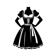 Fototapeta premium Charming Dirndl Silhouette: Delightful Vector Art- Elegance and Cultural Heritage of Bavarian Traditional Dress- Dirndl Illustration- Dirndl Vector.