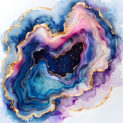 Abstract Colorful Geode Artwork with Gold Accents
