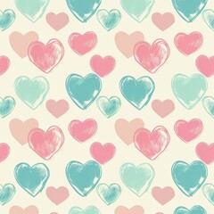 Seamless pastel valentine hearts pattern for romantic design, crafts, and scrapbooking projects