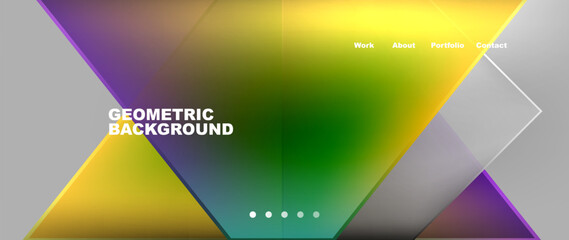 Metal triangles with colorful bright triangles. Geometric modern minimalist design template