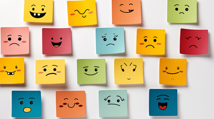 Big set of funny colored stickers with different emotions
