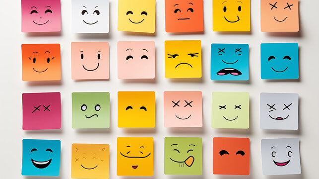 Naklejki Big set of funny colored stickers with different emotions