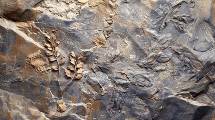 Zooming in on a fossilized plant specimen, the intricate details preserved in the rock provide a window into prehistoric botanical life, frozen in time for millions of years.