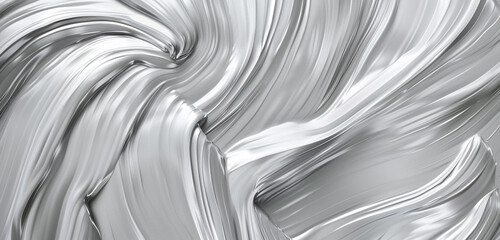 Obraz premium Silver wavy strokes in contemporary minimalism.