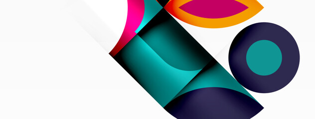 Obraz premium Circles and petals. Geometric beautiful abstract minimal template for Wallpaper, Banner, Background, Card, Book Illustration, landing page