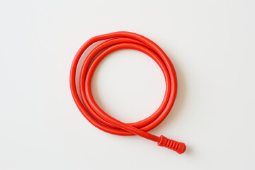 Red rubber band on white table with circle, Wire, Auto part isolated on white background. Generative AI