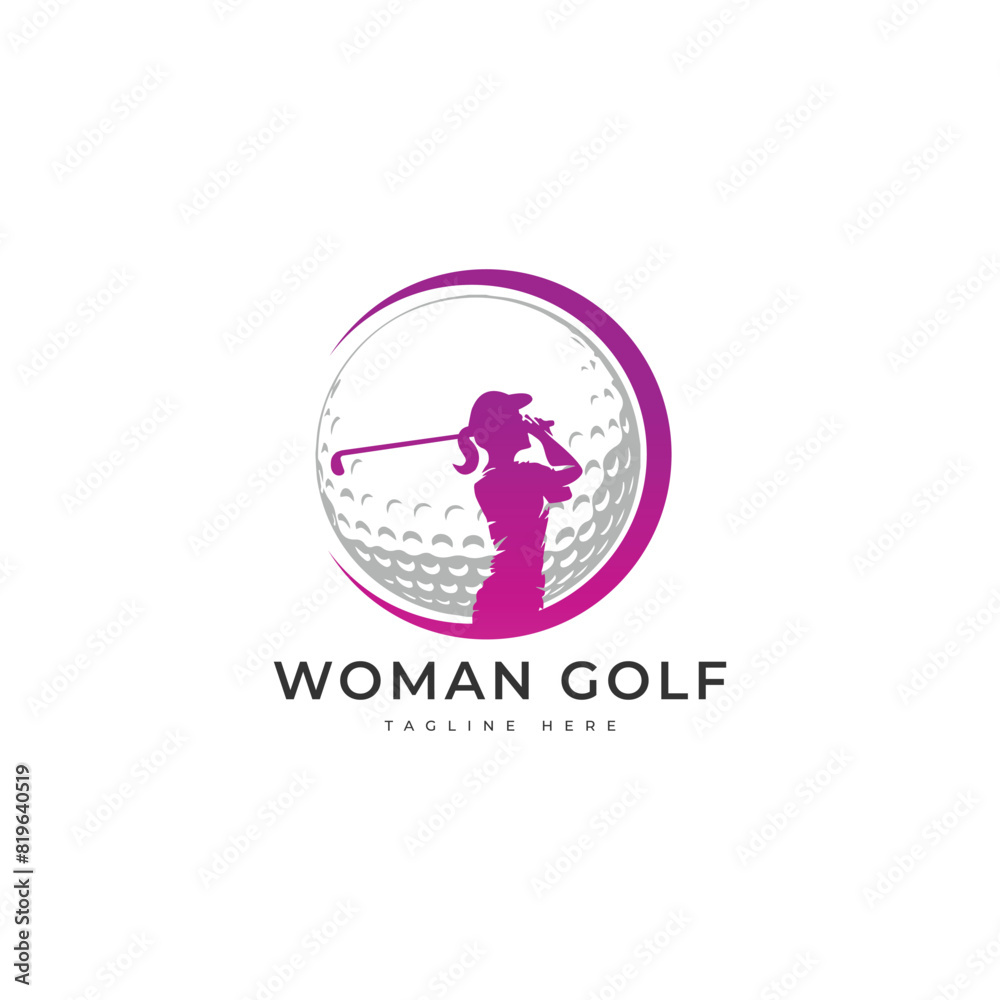 Wall mural woman golf vector template design