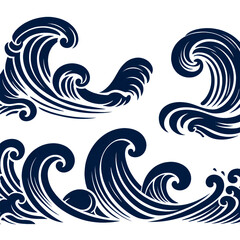 和柄の波のイラスト

