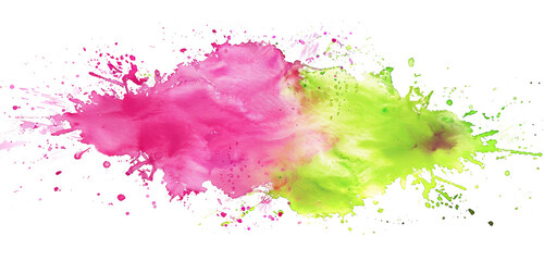Obraz premium Lime green & neon pink watercolor splash art.