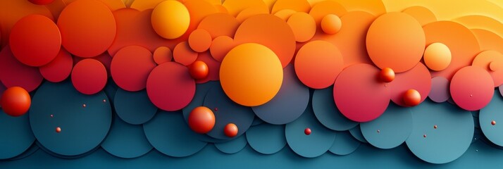 Orange and blue circles intersect on canvas in abstract painting