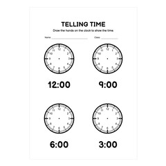 Telling Time. Time and Clock Worksheets. Math Worksheets.  Analog Time Worksheets for Kids