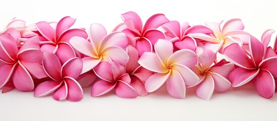 Pink Frangipani group isolated on a white background with copy space image