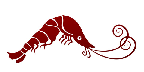 The silhouette of a red sea shrimp.
