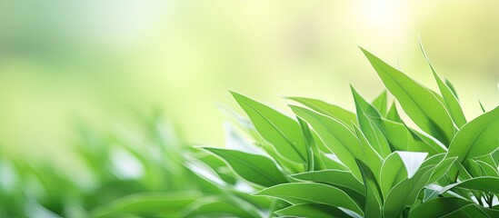 Tropical plant with small green leaves creating a green leaves background in the copy space image