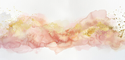 Sleek & elegant watercolor in blush, ivory, and gold on white.