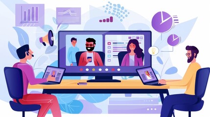 Videoconferencing and Online Meeting Illustration